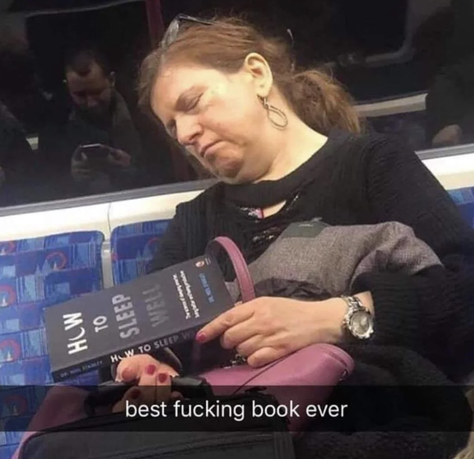 woman reading how to sleep book - How To Well Sleep How To Sleep W best fucking book ever